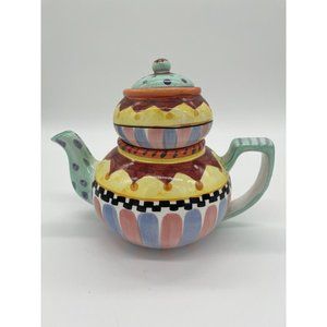 Vintage World Bazaar Ceramic Hand Painted Dinner Table Setting Teapot